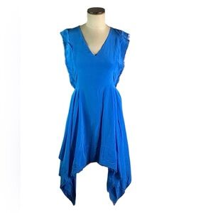 Sandro Blue Silk Assymetrical Dress,S, EUC